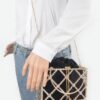 Structured Rhinestone Metal-Frame Clutch for Evening