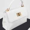 Faux Leather Flap Bag – Structured PU with Metal Accents