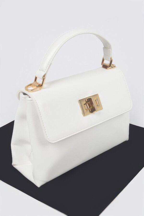 Faux Leather Flap Bag – Structured PU with Metal Accents