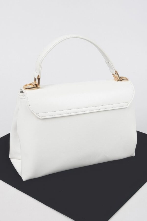 Faux Leather Flap Bag – Structured PU with Metal Accents