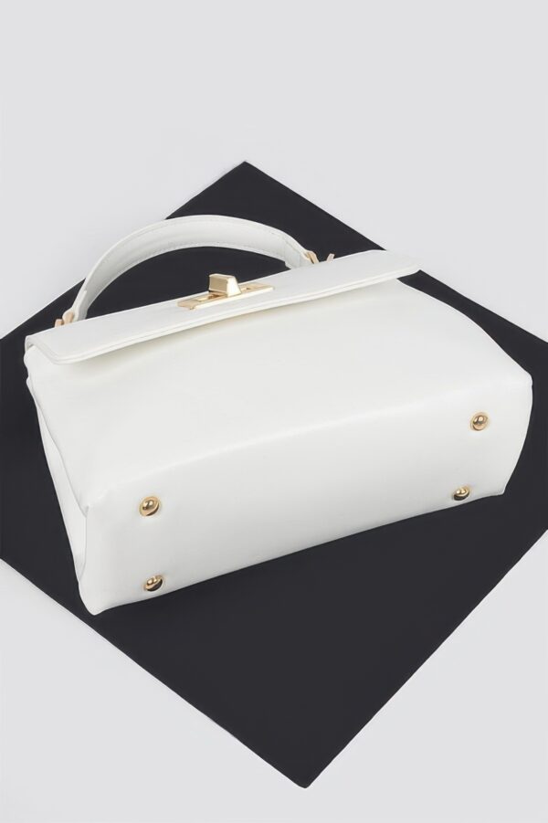 Faux Leather Flap Bag – Structured PU with Metal Accents