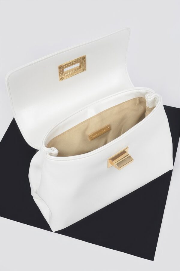Faux Leather Flap Bag – Structured PU with Metal Accents