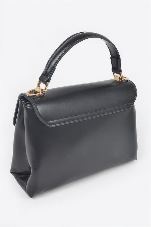 Faux Leather Flap Bag – Structured PU with Metal Accents