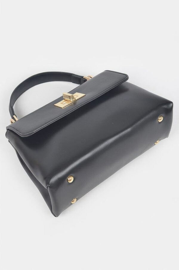 Faux Leather Flap Bag – Structured PU with Metal Accents