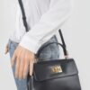 Faux Leather Flap Bag – Structured PU with Metal Accents