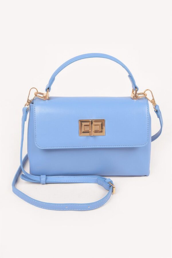 Faux Leather Flap Bag – Structured PU with Metal Accents