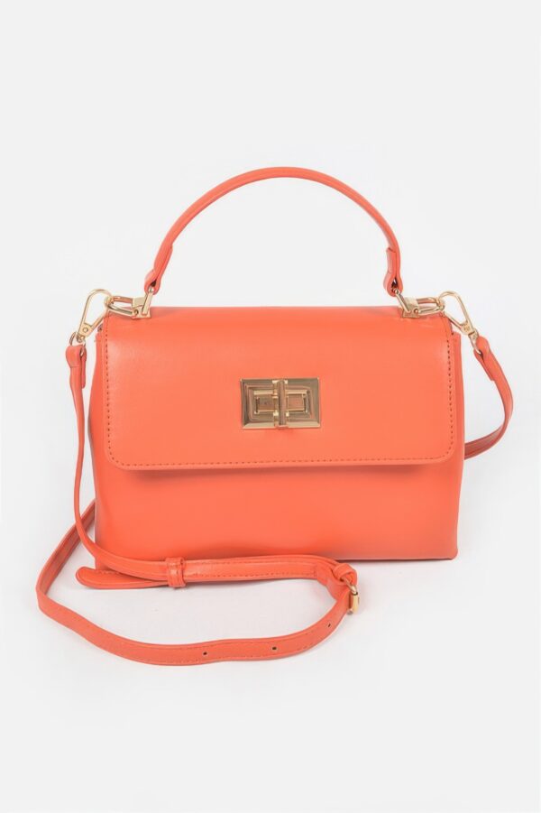 Faux Leather Flap Bag – Structured PU with Metal Accents