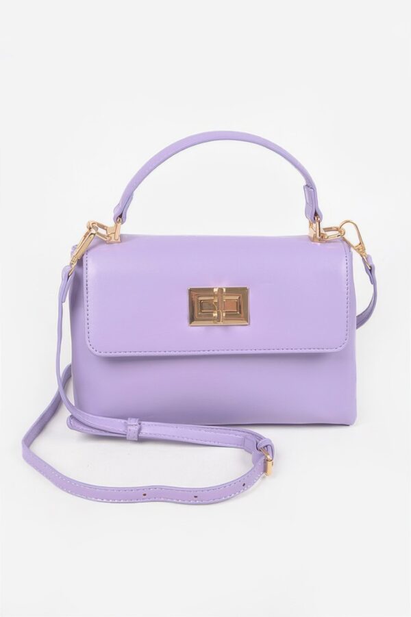 Faux Leather Flap Bag – Structured PU with Metal Accents