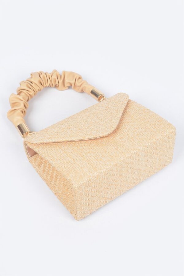 Faux Straw Top-Handle Flap Bag – Structured Mini