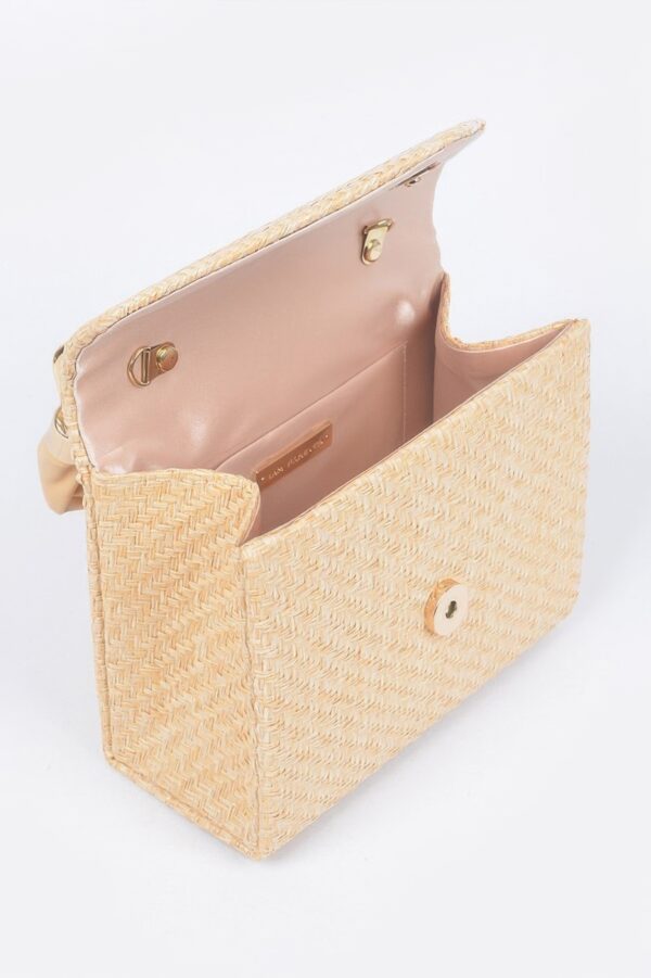 Faux Straw Top-Handle Flap Bag – Structured Mini