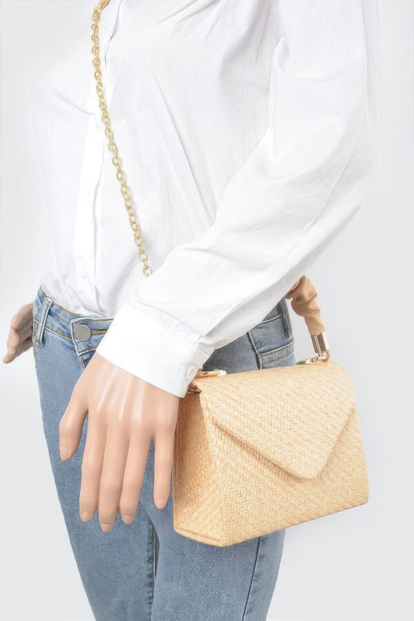 Faux Straw Top-Handle Flap Bag – Structured Mini