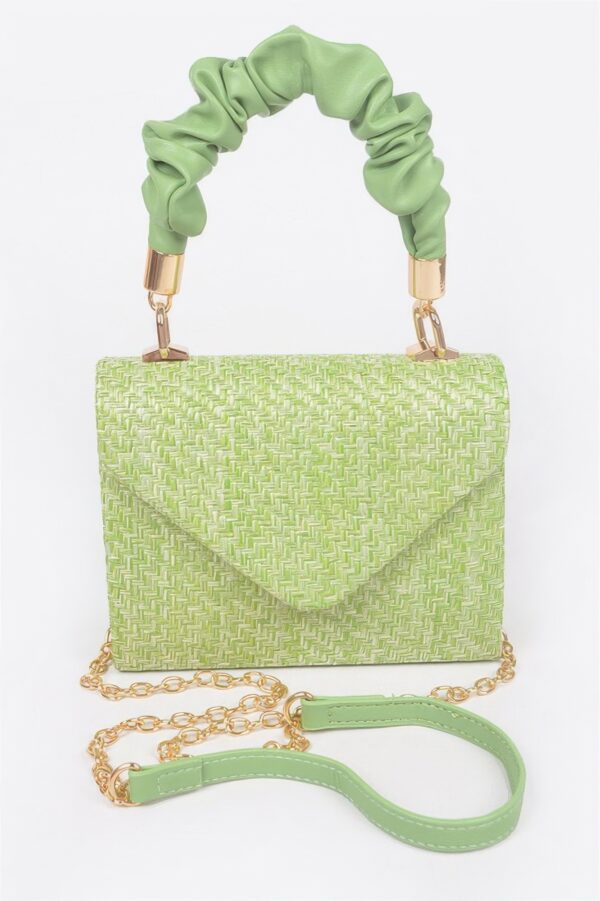 Faux Straw Top-Handle Flap Bag – Structured Mini