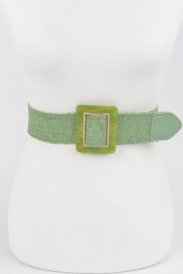 Square Buckle Stretch Belt – Elastic PU Blend
