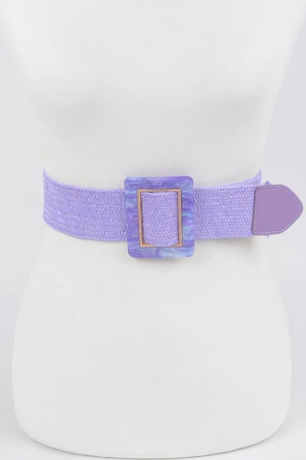 Square Buckle Stretch Belt – Elastic PU Blend