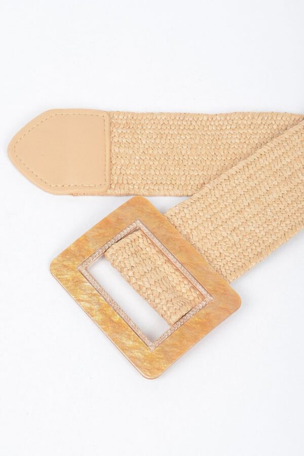 Square Buckle Stretch Belt – Elastic PU Blend