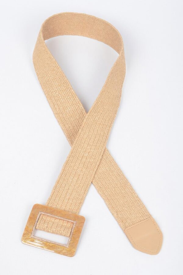 Square Buckle Stretch Belt – Elastic PU Blend