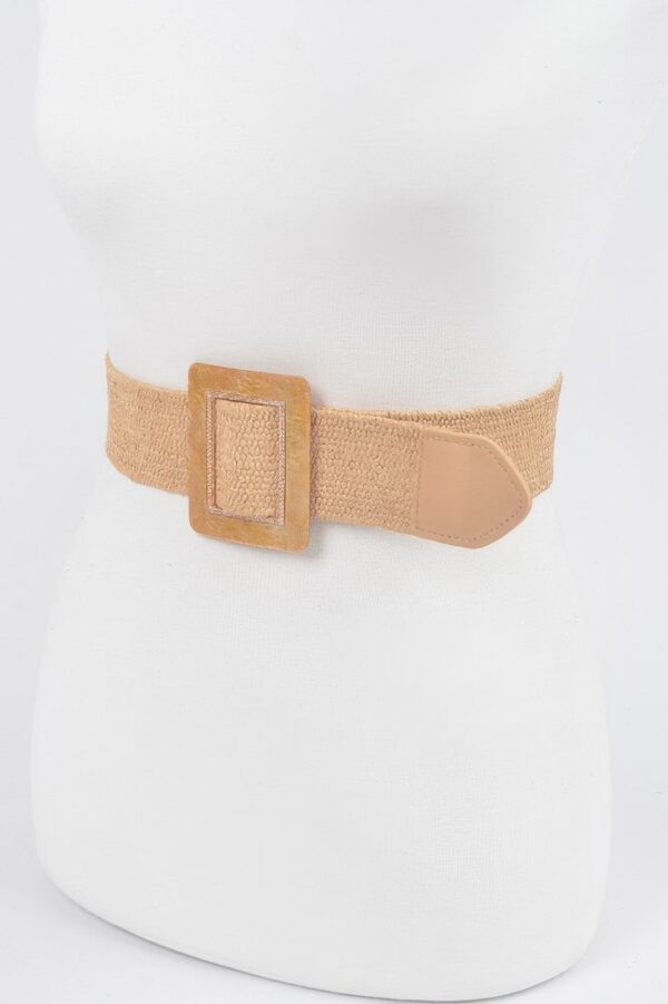 Square Buckle Stretch Belt – Elastic PU Blend