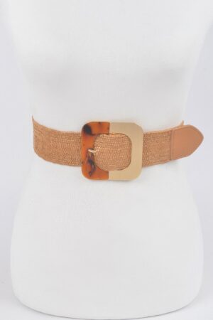 Square Metal Buckle Stretch Belt – Elastic PU