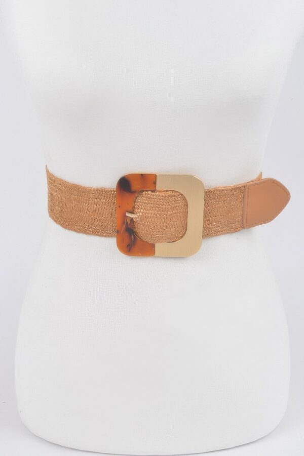 Square Metal Buckle Stretch Belt – Elastic PU