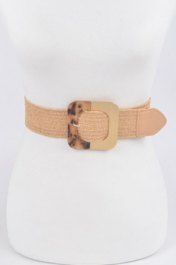 Square Metal Buckle Stretch Belt – Elastic PU