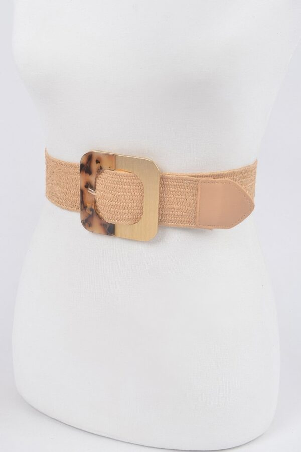 Square Metal Buckle Stretch Belt – Elastic PU