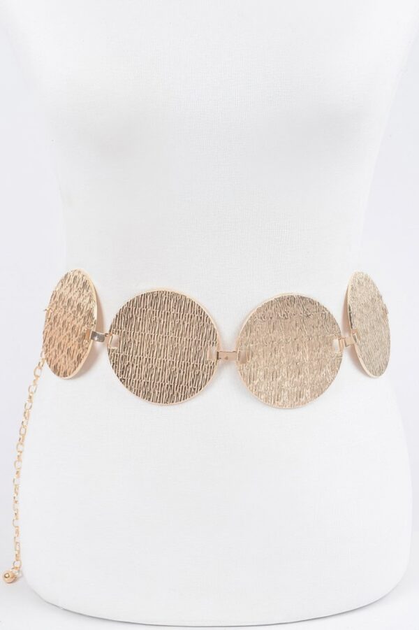 Circular-Plated Iron Waist Belt – Sculptural Metal Accent