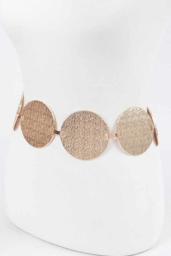 Circular-Plated Iron Waist Belt – Sculptural Metal Accent