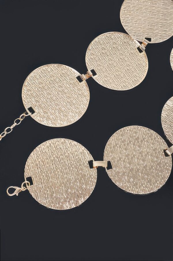 Circular-Plated Iron Waist Belt – Sculptural Metal Accent