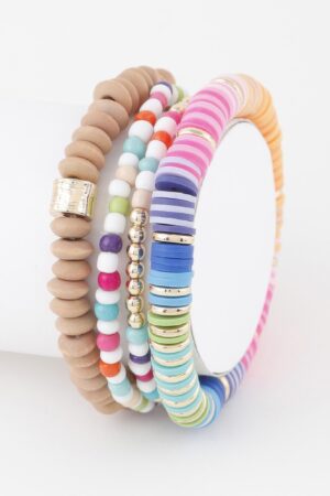 Multi Beaded Bracelet – Textured Stackable Design