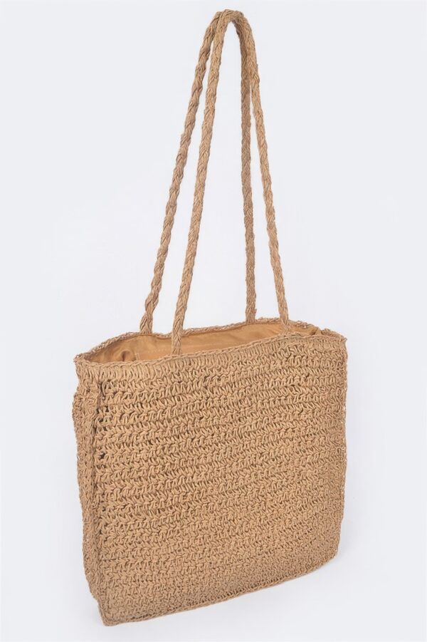 Faux Straw Tote – Textured Tall Silhouette
