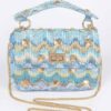 Structured Faux Straw Flap Top-Handle Bag