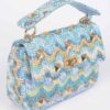 Structured Faux Straw Flap Top-Handle Bag