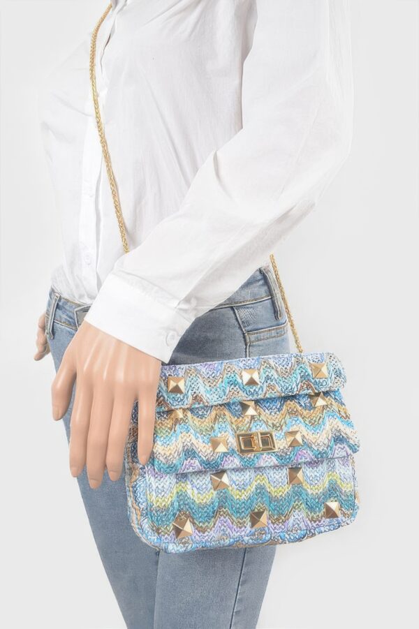 Structured Faux Straw Flap Top-Handle Bag