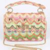 Structured Faux Straw Flap Top-Handle Bag