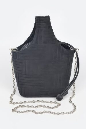 Structured Towel-Embossed Chain Strap Handbag