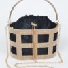 Rhinestone Frame Clutch with Metal Handle – Structured Evening Bag