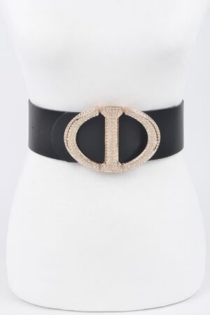 Rhinestone Buckle Waist Belt – Polyurethane