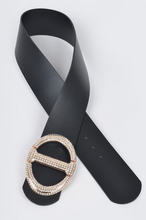 Rhinestone Buckle Waist Belt – Polyurethane