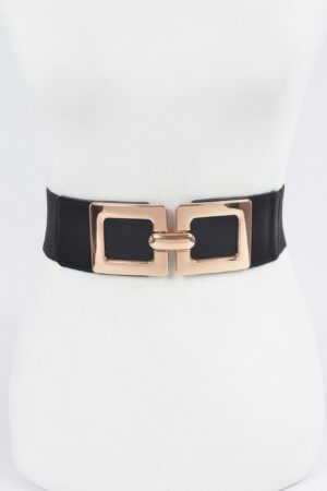 Plus Size Elastic Belt – Double Square Buckles