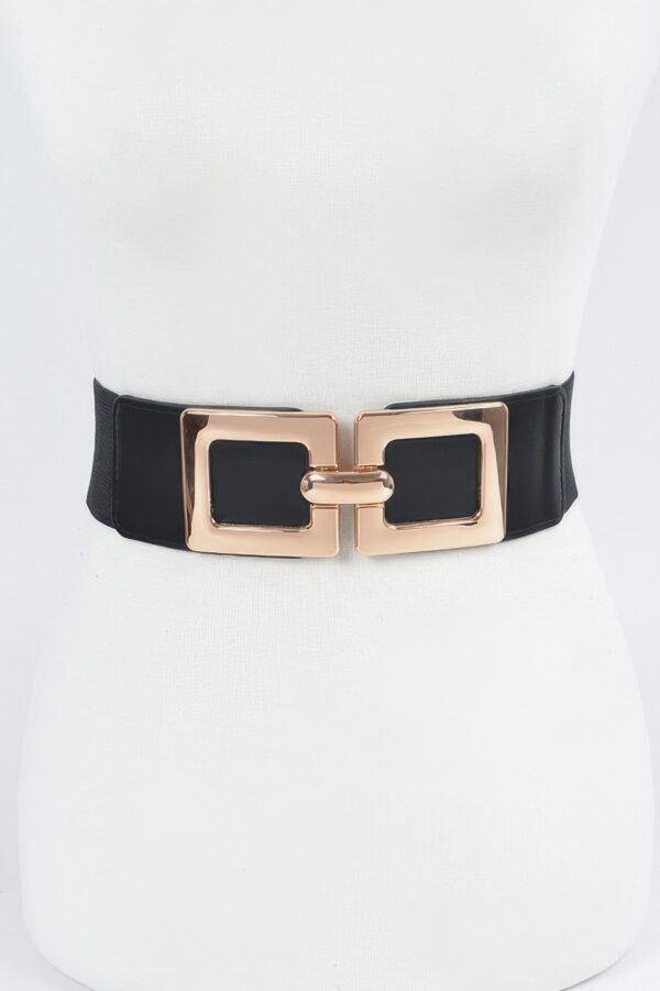 Plus Size Elastic Belt – Double Square Buckles
