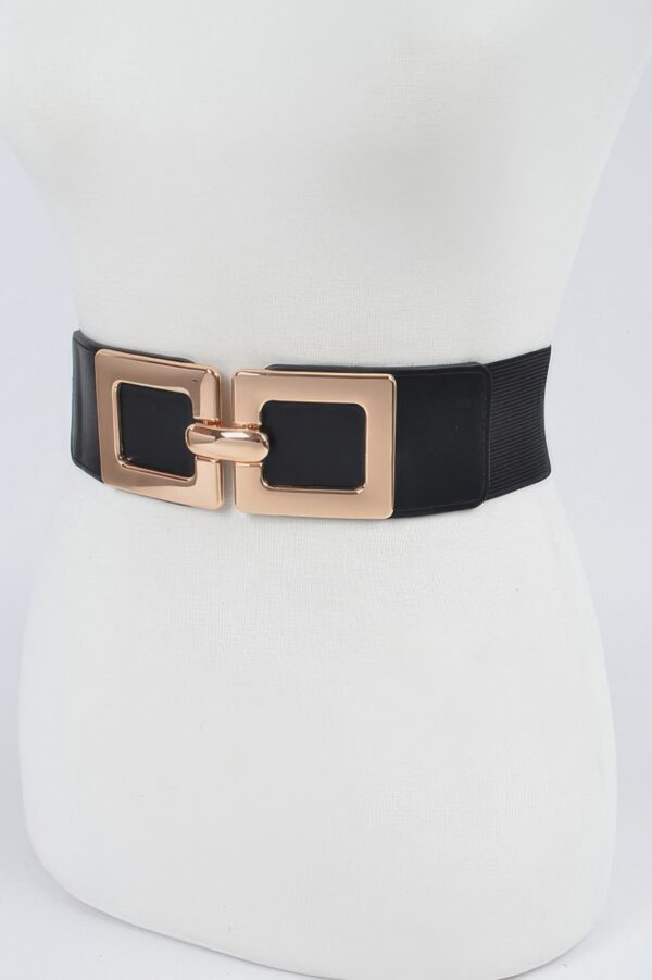 Plus Size Elastic Belt – Double Square Buckles