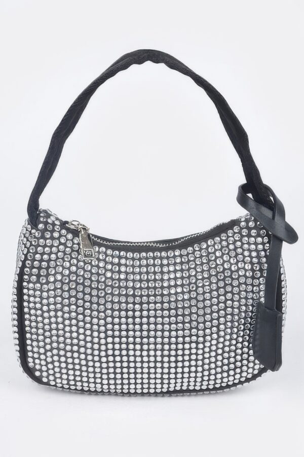 Rhinestone PU Shoulder Bag – Compact Sparkle
