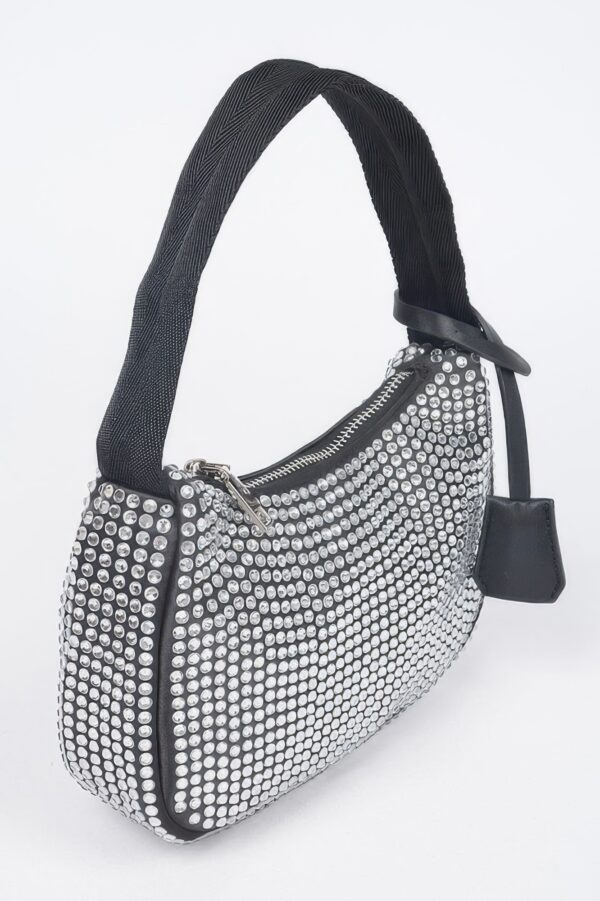 Rhinestone PU Shoulder Bag – Compact Sparkle