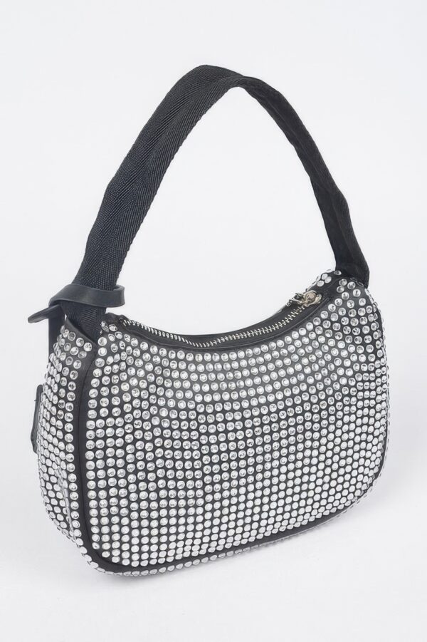 Rhinestone PU Shoulder Bag – Compact Sparkle