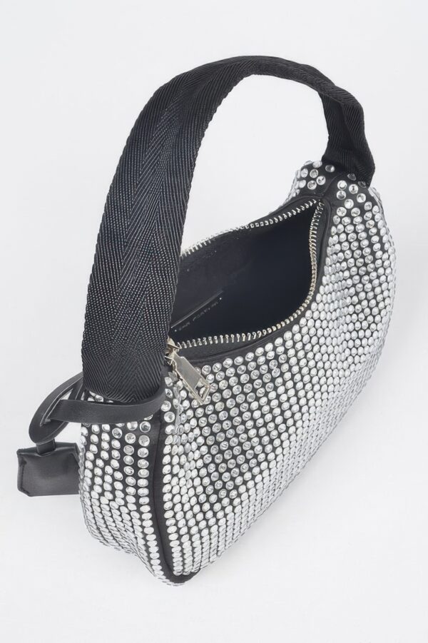 Rhinestone PU Shoulder Bag – Compact Sparkle