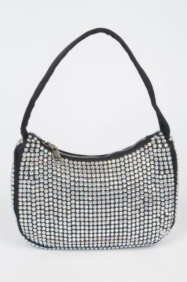 Rhinestone PU Shoulder Bag – Compact Sparkle