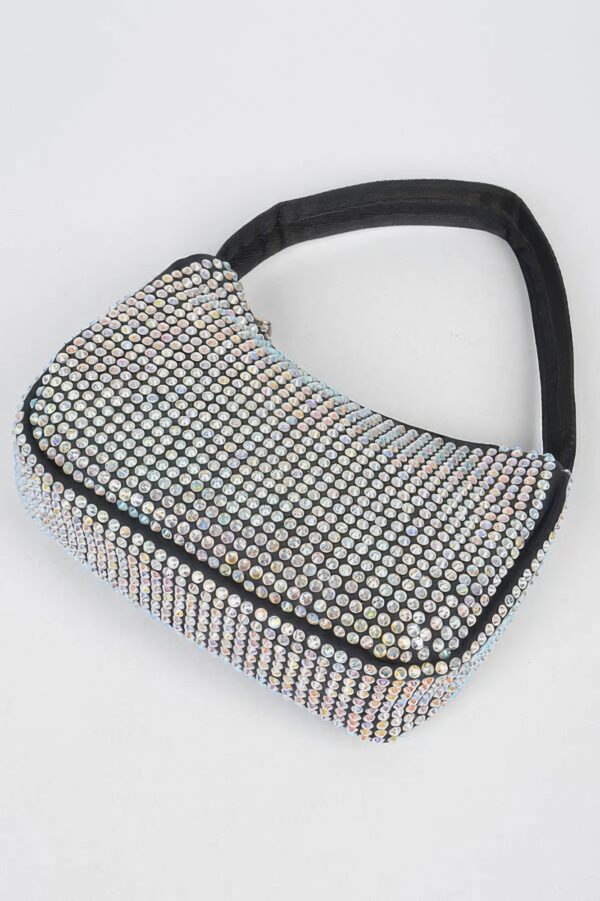 Rhinestone PU Shoulder Bag – Compact Sparkle