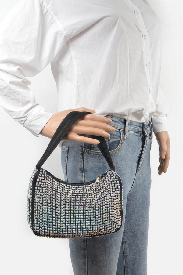 Rhinestone PU Shoulder Bag – Compact Sparkle