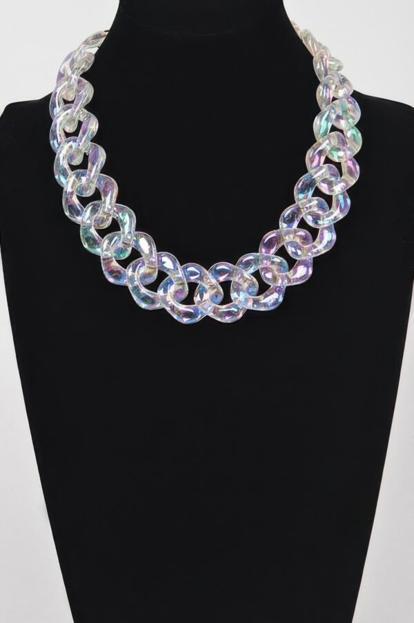 Oversized AB Plastic Chain Necklace, Iridescent