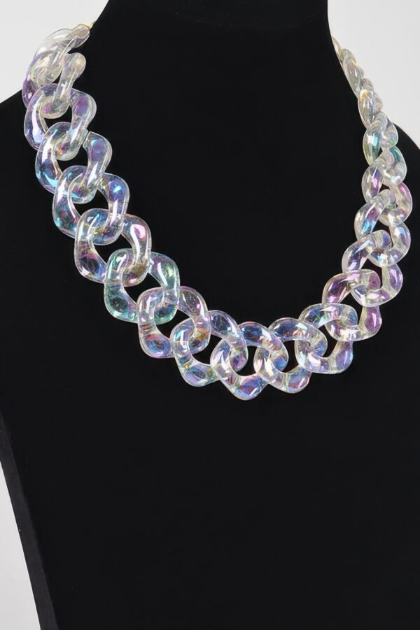 Oversized AB Plastic Chain Necklace, Iridescent
